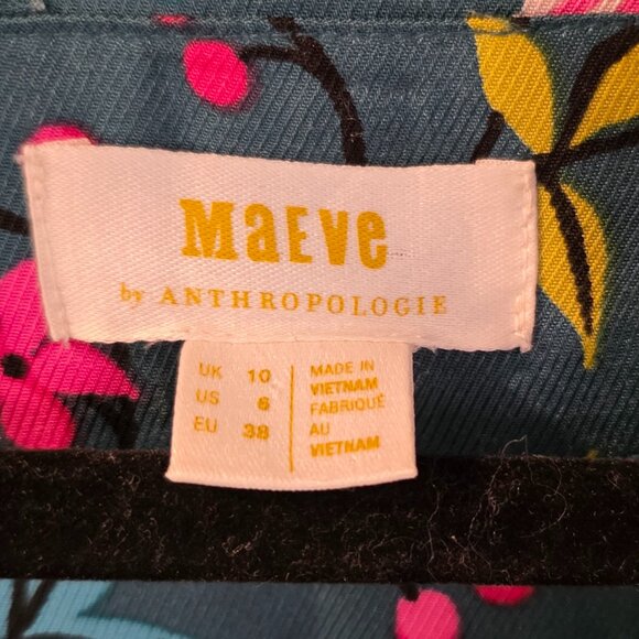 Anthropologie Maeve Midi  Buttonfront Dress Asian Floral Size 6 - Picture 4 of 5